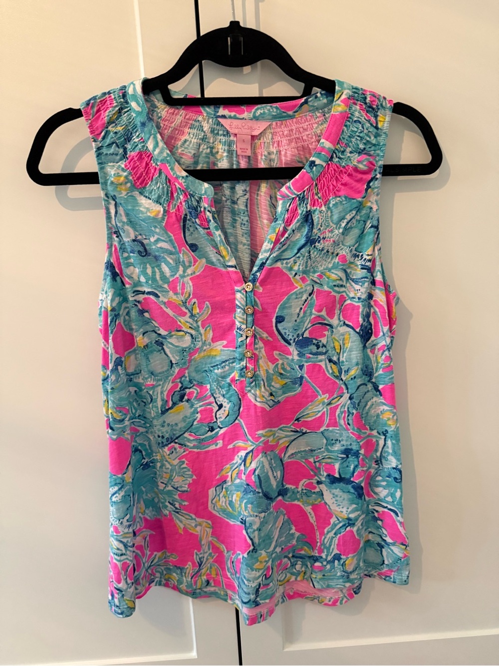 Lilly Pulitzer Essie Top - Pink & Turquoise Floral